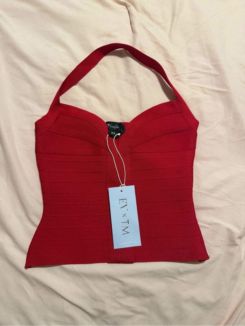 Tigermist Red Bandage Halter Crop Top